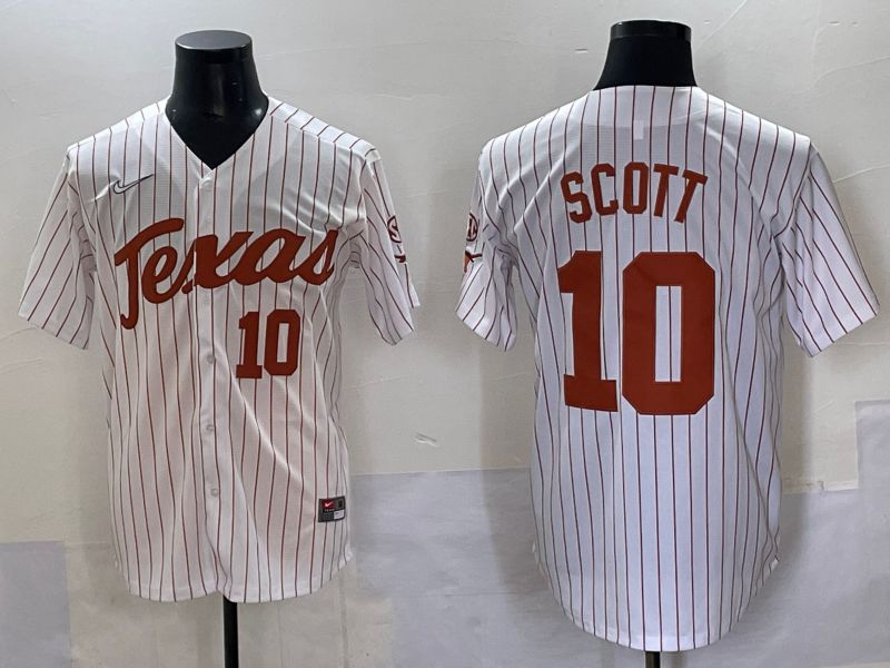 Men Texas Longhorns #10 Scott White stripe Nike joint Name NCAA 2025 Jersey style 9->ncaa teams->NCAA Jersey